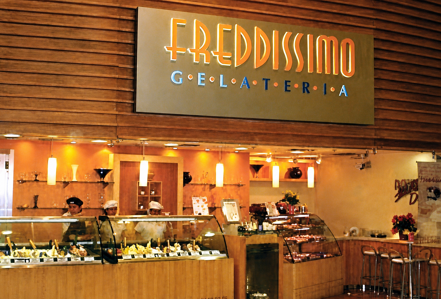 Historical Freddíssimo Gelateria store featuring the brand