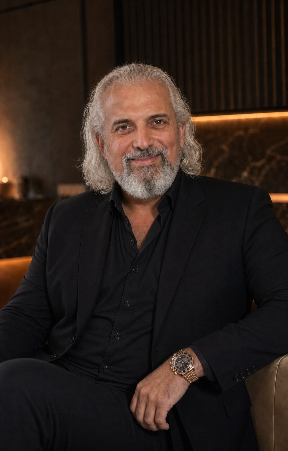 Gustavo Dominguez in an elegant portrait wearing a wristwatch