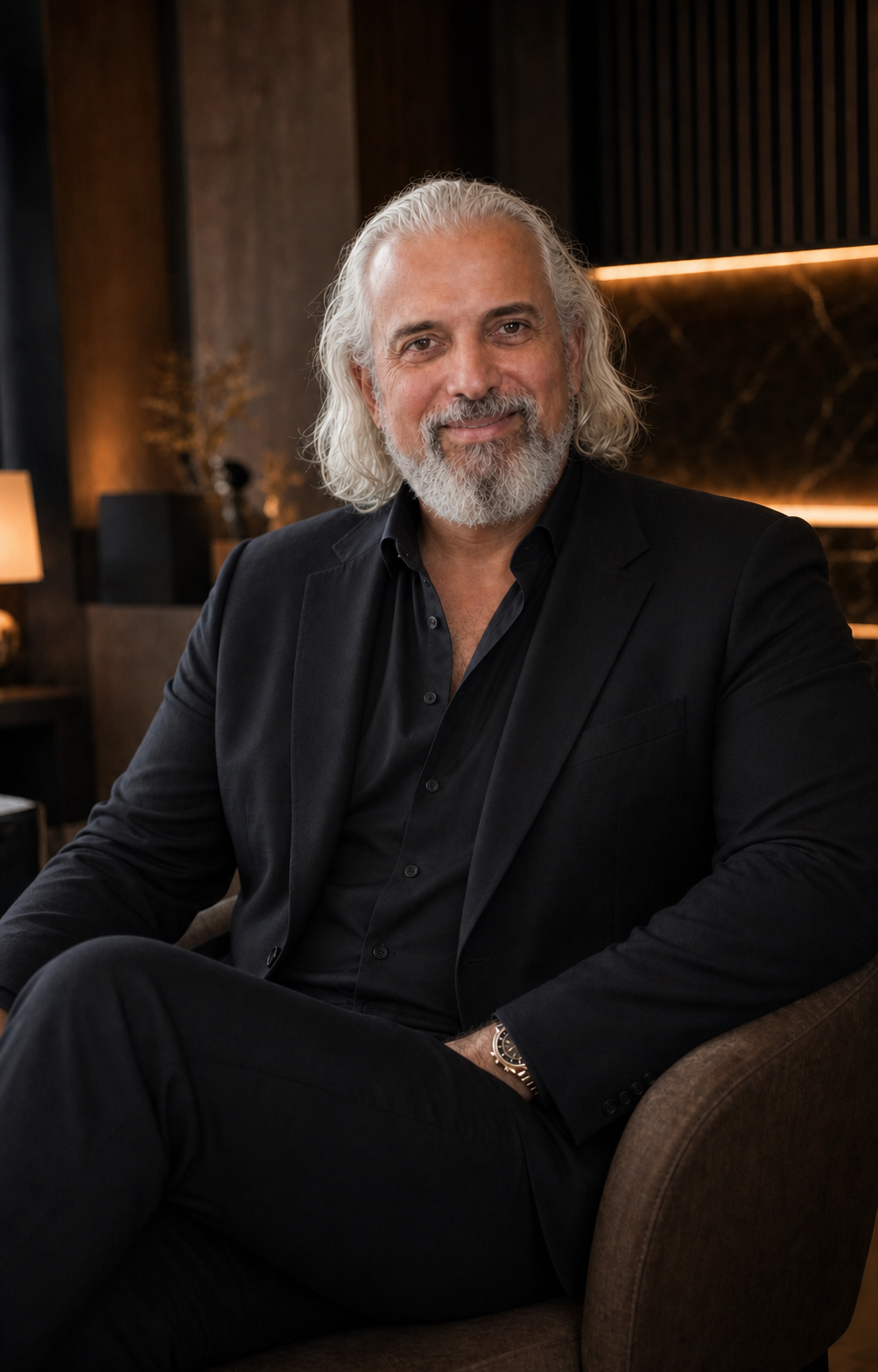 Gustavo Dominguez in an Italian-tailoring portrait