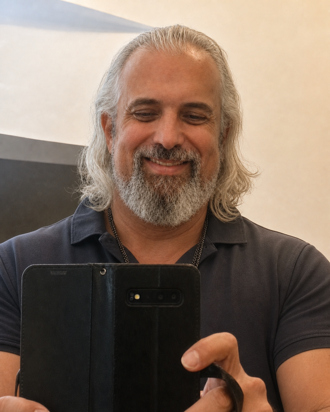 A candid image of Gustavo Dominguez